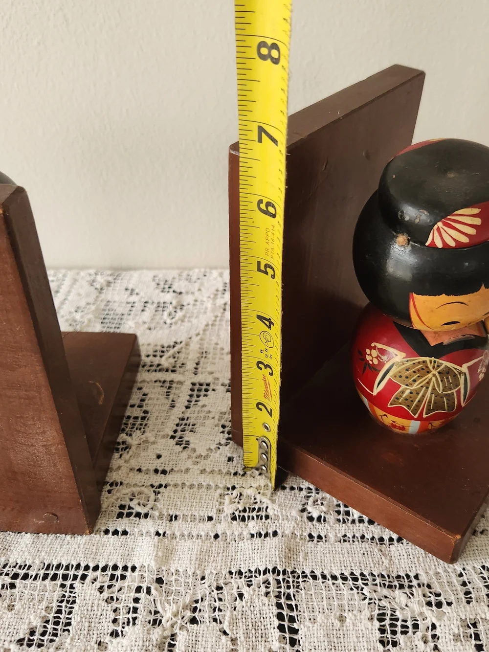 Vintage Hand-Painted Red and Green Kokeshi Doll Pair - Home Accents